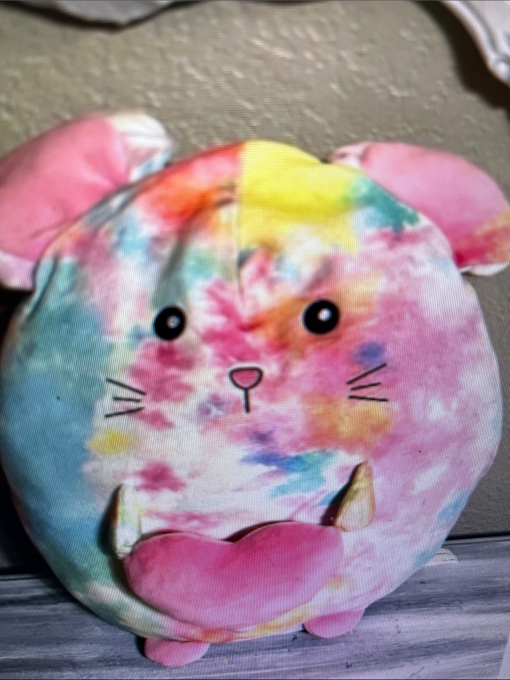 Amuse Society Tie-Dye Plush Animal Cushion in Pink, Yellow, Blue